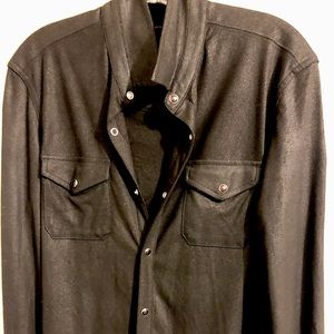 John Varvatos waxed micro suede shirt